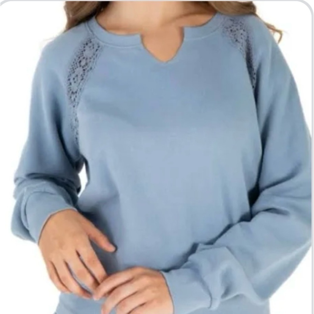 Shabby Chic Blue Lace Accent Top